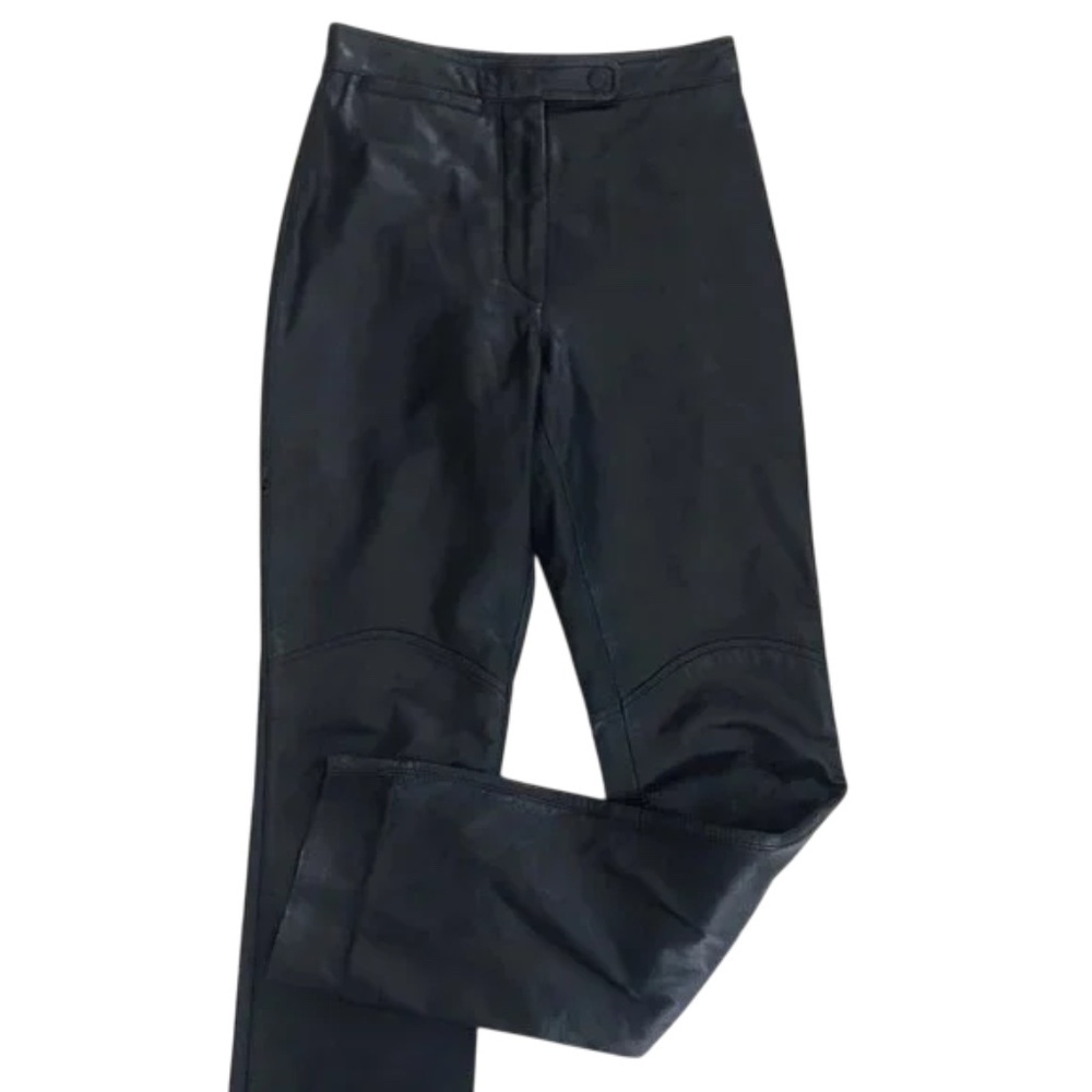 Women's Genuine Black Leather Pants Slacks